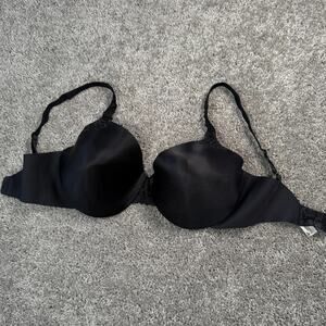 Lilyette Bra 36DD Black Lined Cup Underwire Adjustable Back Smoothing 0963